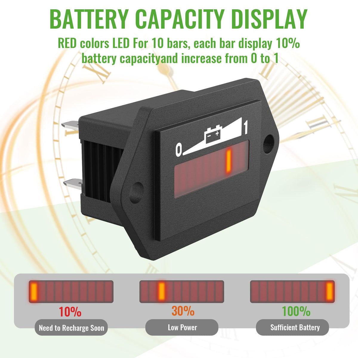 10L0L 10-segment LED bar graph indicating remaining capacity at a glance