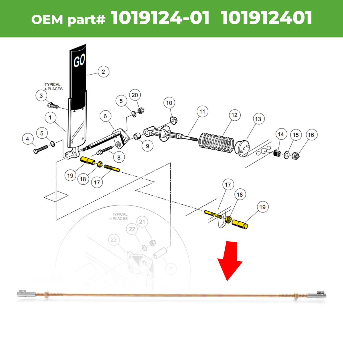 10L0L replacement 1019124-01 part closely matches original fit