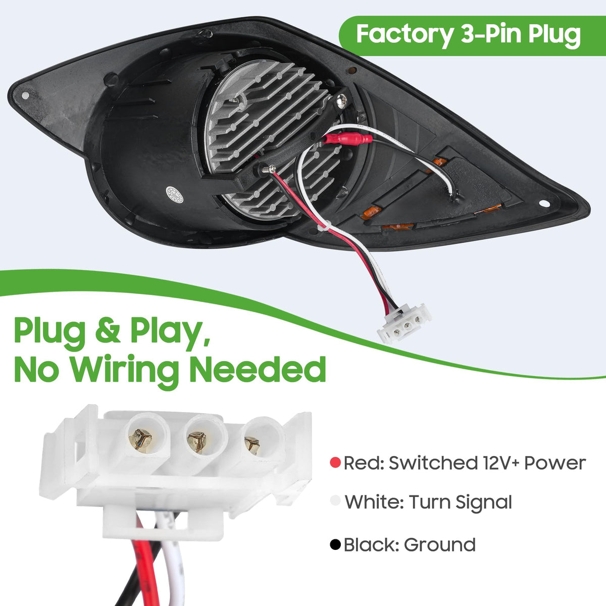 10L0L 12V-compatible headlight for Yamaha G29 Drive supports energy-efficient operation