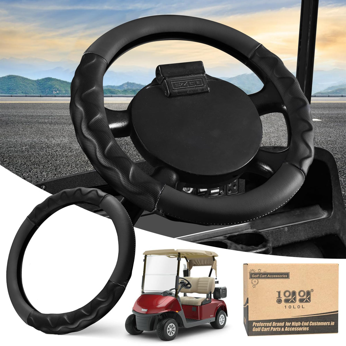 10L0L 13inch steering wheel cover on EZGO TXT RXV for improved grip