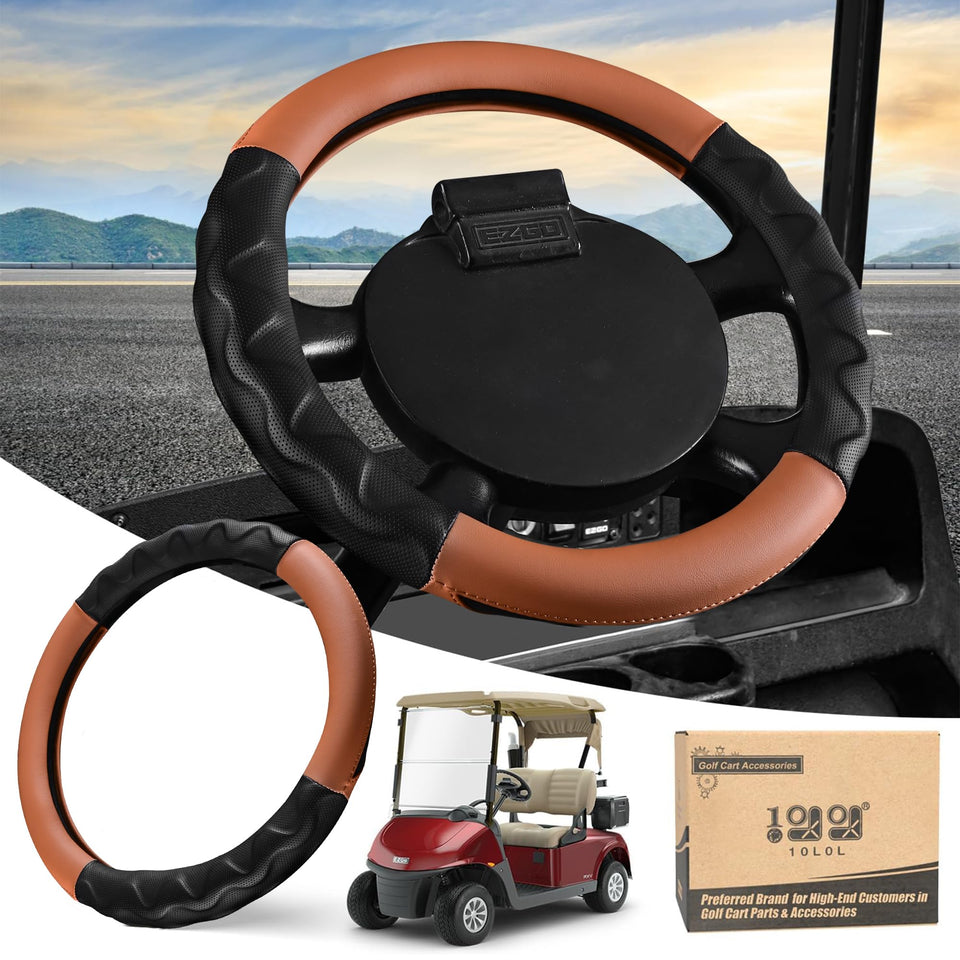 10L0L 13-inch steering wheel cover on EZGO TXT RXV for secure grip and style