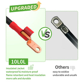 10L0L 3AWG 14ft black jumper cable close-up ideal for organized 48V Club Car wiring.