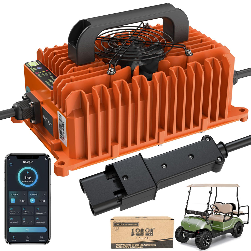 10L0L 15A 48V golf cart charger front view for outdoor use