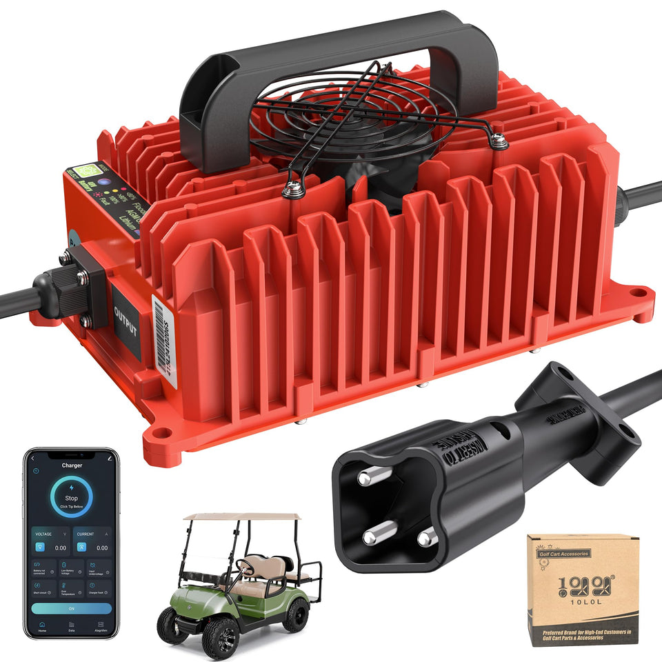 10L0L golf cart charger front view with 15A 48V output for quick charging