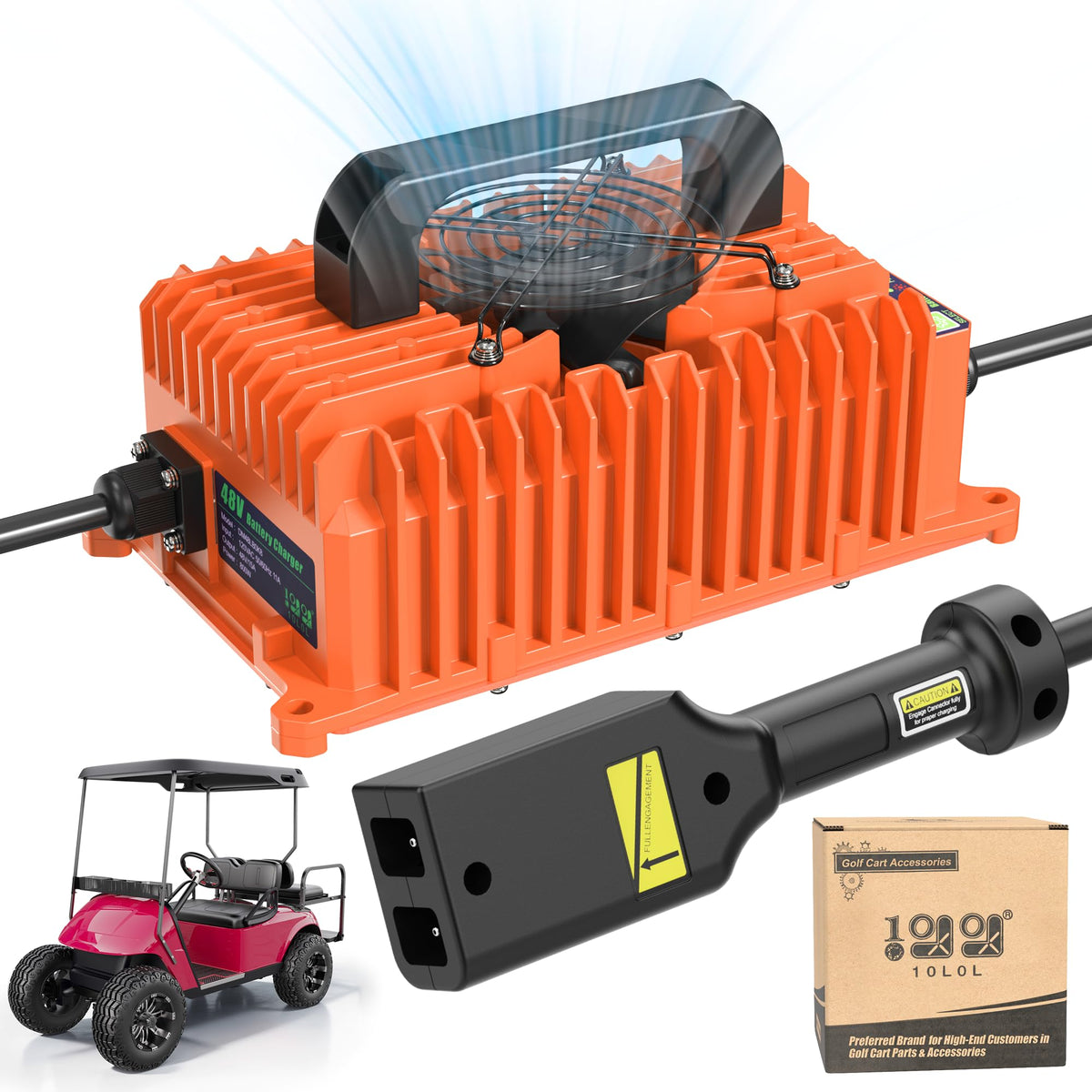 10L0L 18A 36V EZGO TXT D-style plug charger powering your golf cart reliably