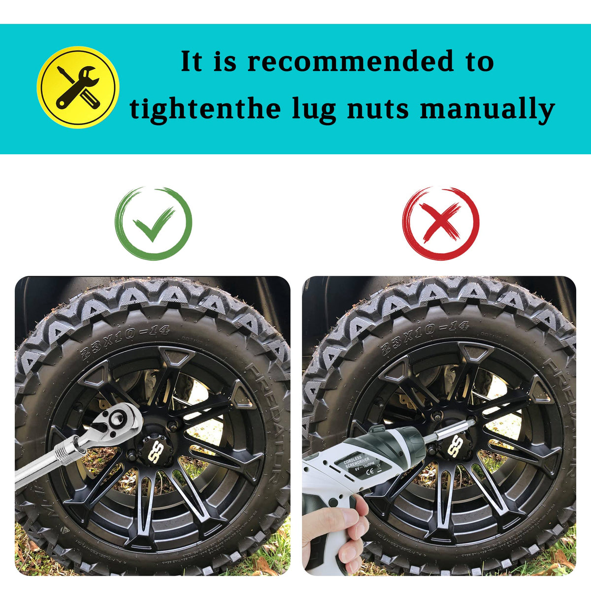 10L0L lug-nuts require a 19mm hex tool for installation.