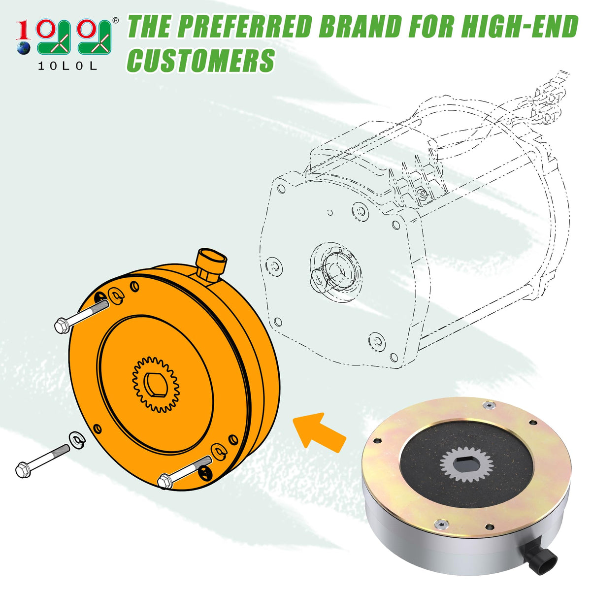 10L0L 2011 upgrade motor brake EZGO RXV installation steps demonstrates tool-ready alignment