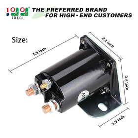 10L0L 24V golf cart solenoid side view highlighting solid housing and terminals.