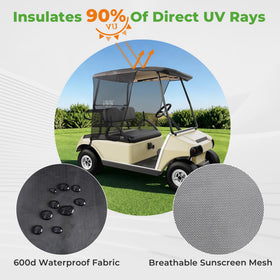 10L0L 2P foldable shade cover for compact storage on golf cart