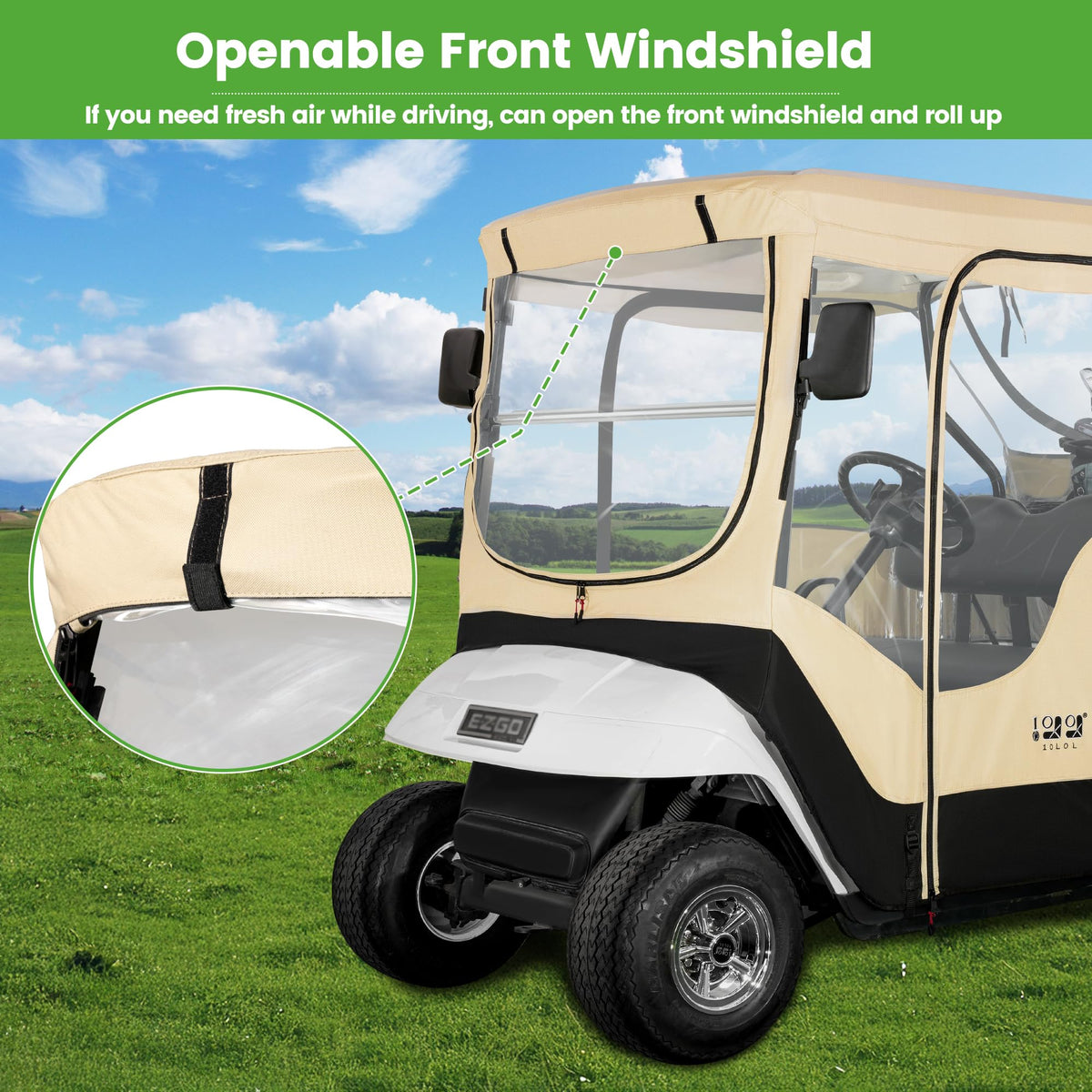 10L0L enclosure features durable 600D waterproof fabric for EZGO TXT RXV