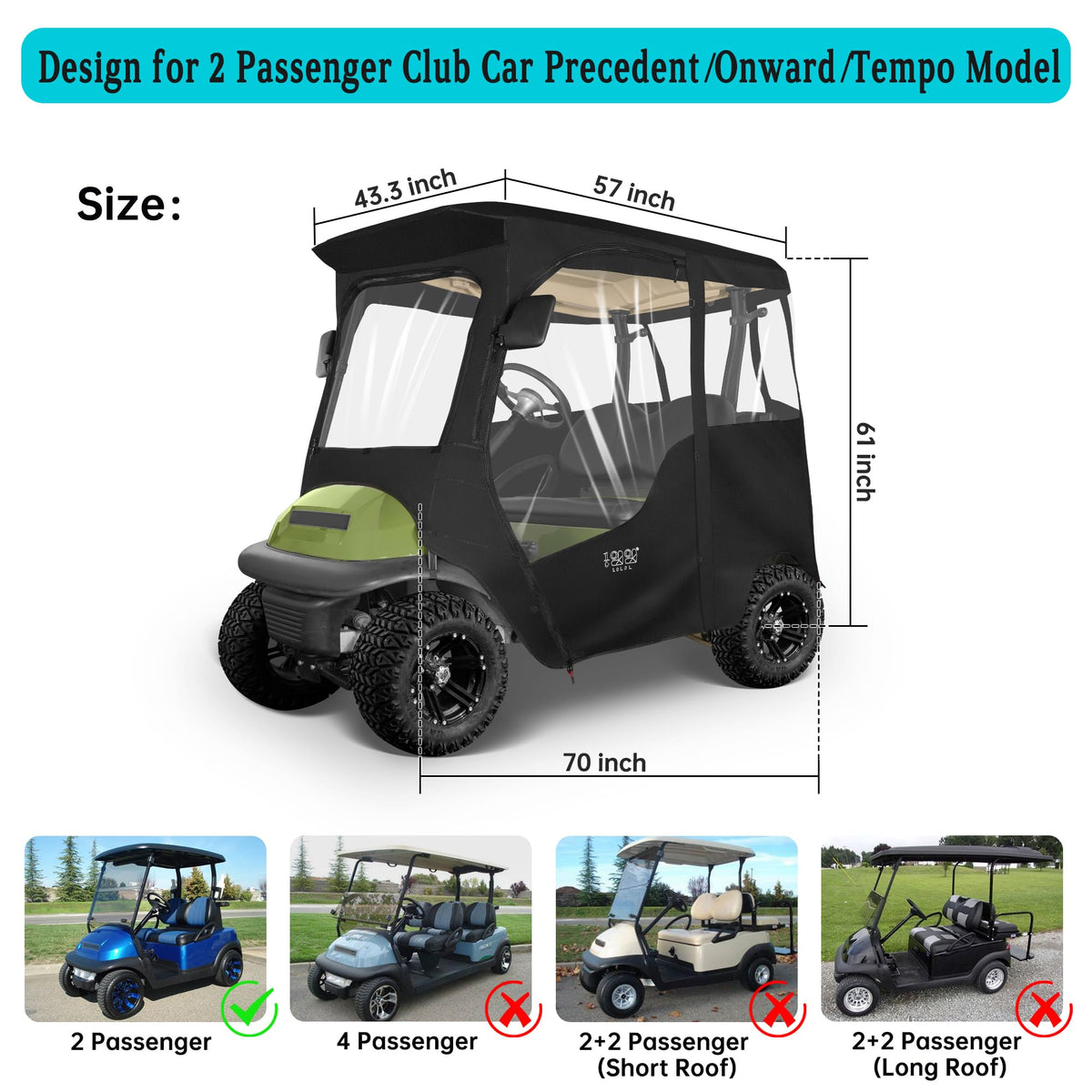 10L0L 2-seat enclosure 600D PVC material guards against rain and dust