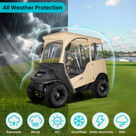 10L0L 2 Passenger Golf Cart Enclosure mirror opening keeps side mirrors visible