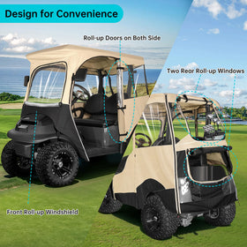 10L0L 2 Passenger Golf Cart Enclosure rear panel with zipper access for clubs