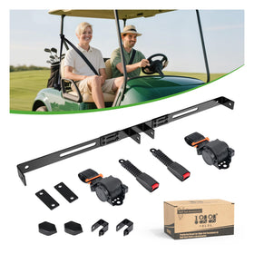 10L0L 3-point belt bracket on EZGO TXT front seat for safer rides.