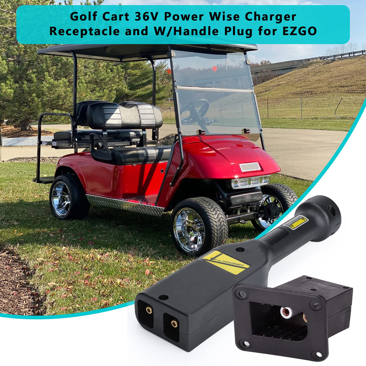10L0L 36V charger handle plug kit ready for EZGO upgrades and maintenance.