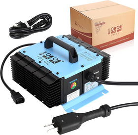 10L0L 36V charger crowfoot plug wired for quick connection to golf carts.