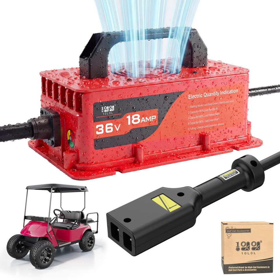 10L0L 36V golf cart charger with D-style plug for EZGO TXT, plug-and-play convenience.