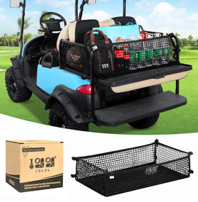10L0L 4-passenger golf cart cargo net secures essentials on rides