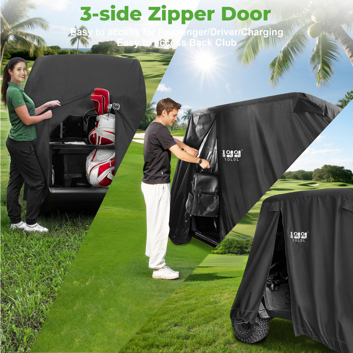 10L0L 400D polyester material close-up highlights rugged fabric.
