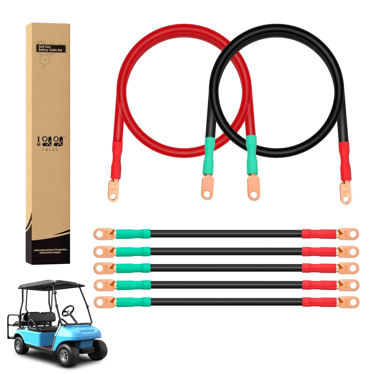 10L0L 3AWG main red cable close-up illustrating low-resistance power delivery for 48V Club Car.