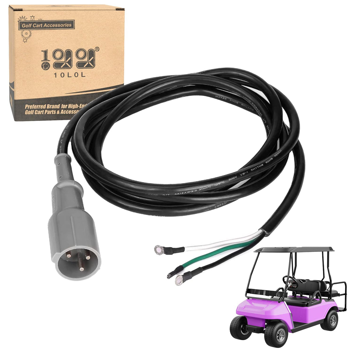 10L0L 48V charger plug for Club Car DS and Precedent, secure connection