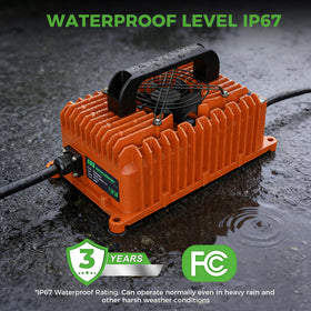 10L0L 15-amp output supports lead-acid, AGM, and LiFePO4 batteries.