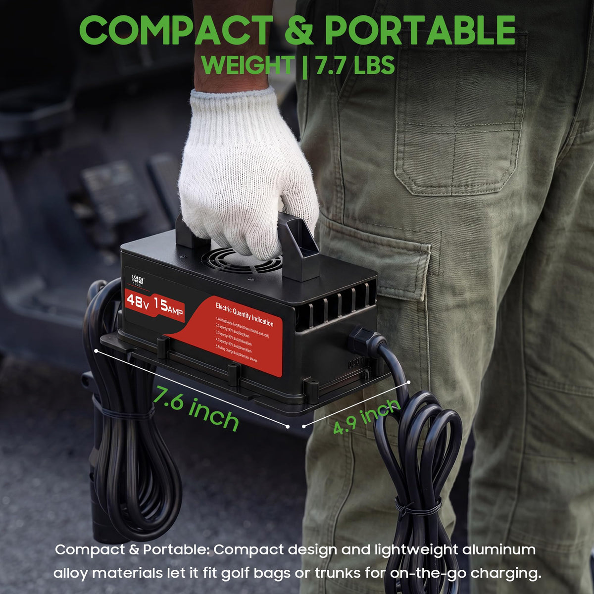 10L0L 48V golf cart charger box and accessories ready to install
