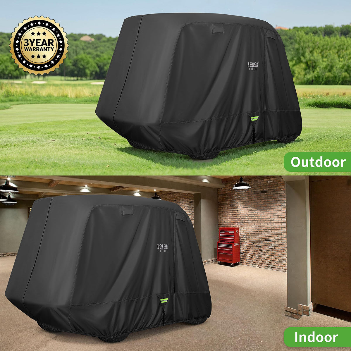 10L0L golf cart cover side straps secure a tight fit in windy conditions