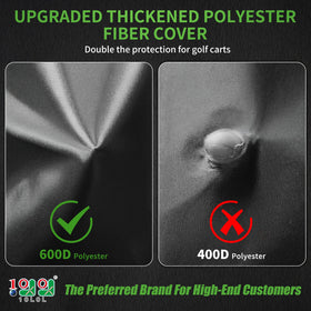 10L0L 600D golf cart cover side view offers universal fit and durable protection
