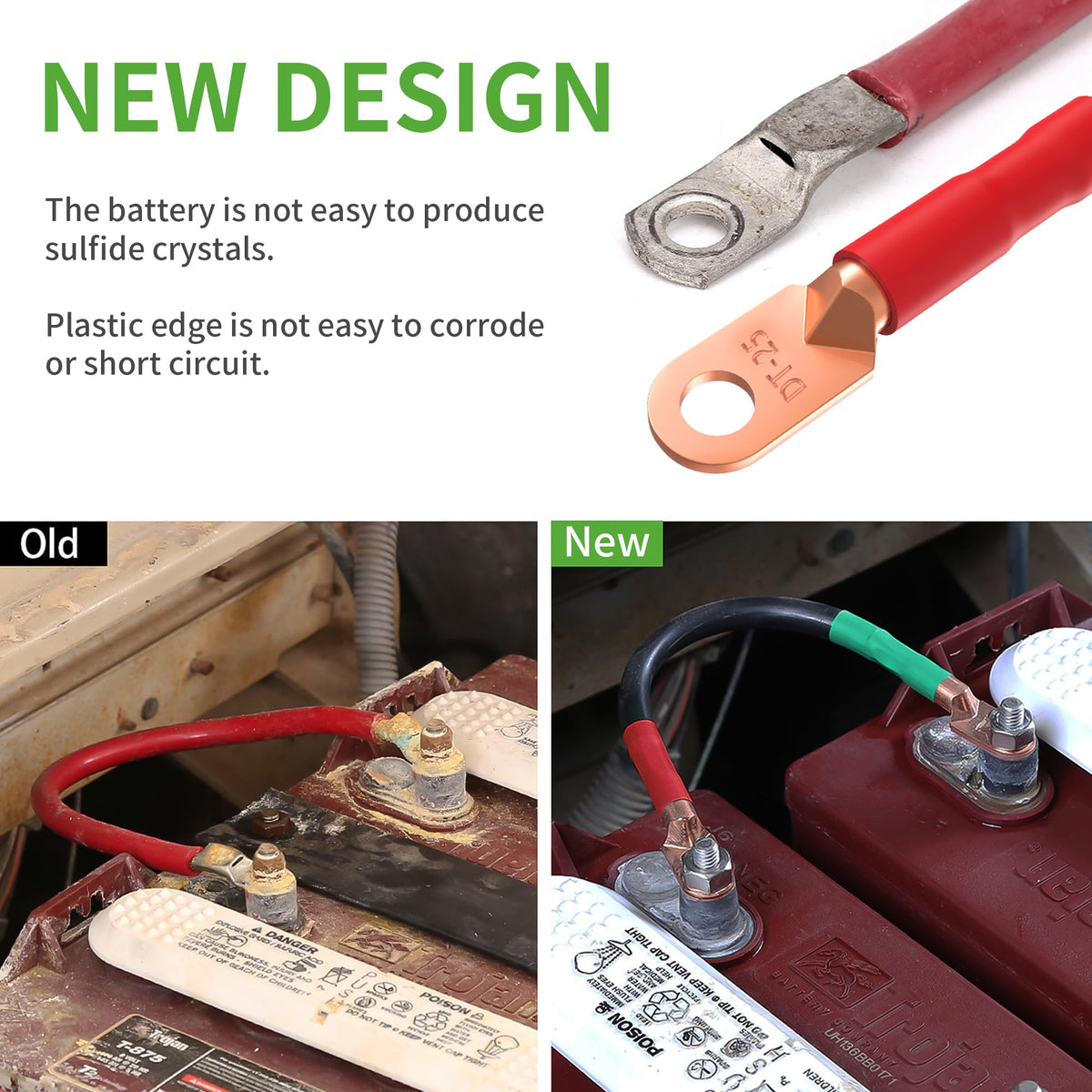 10L0L 600V rated cables indicate efficient power transfer for golf carts.