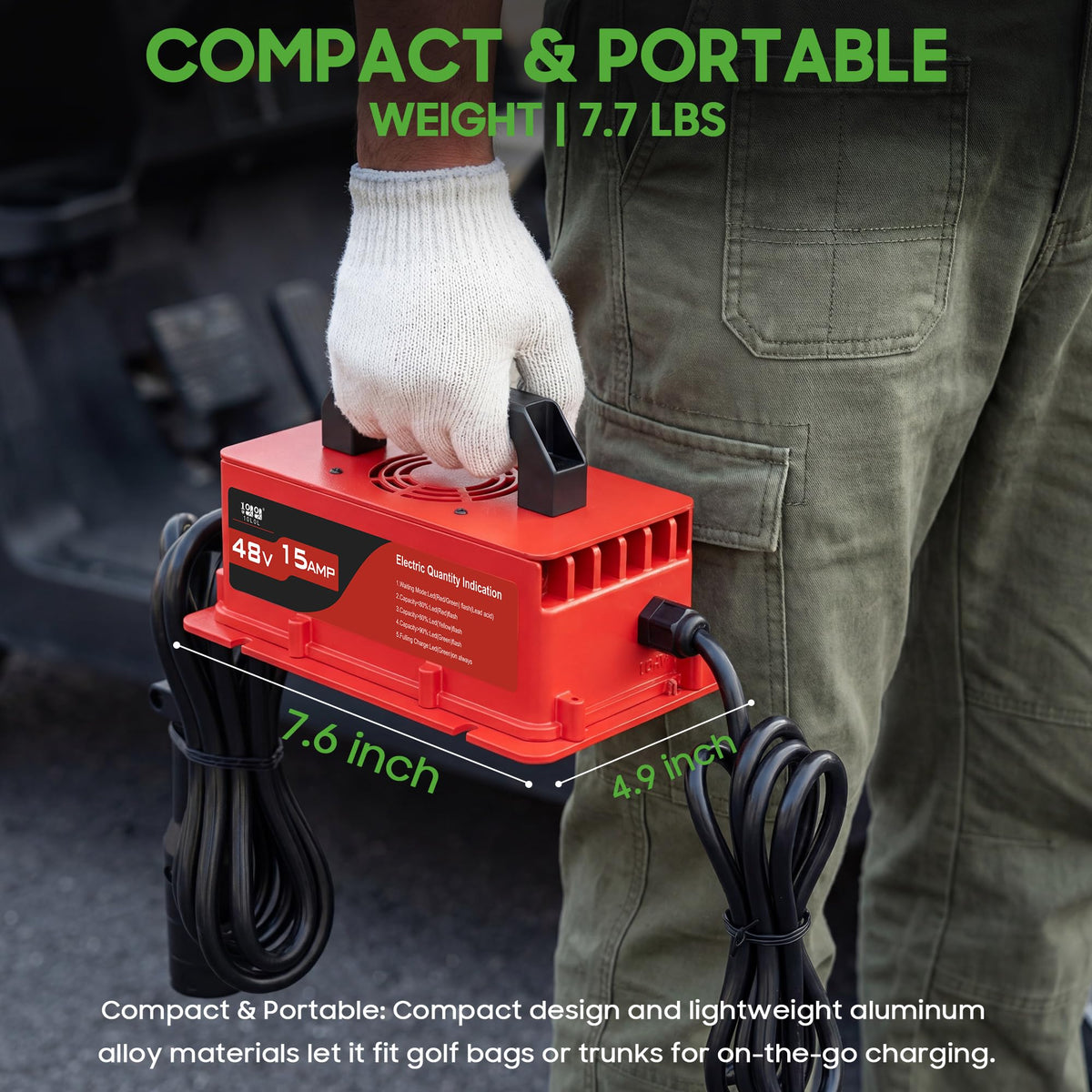 10L0L 7.5-foot AC power cord provides versatile reach.