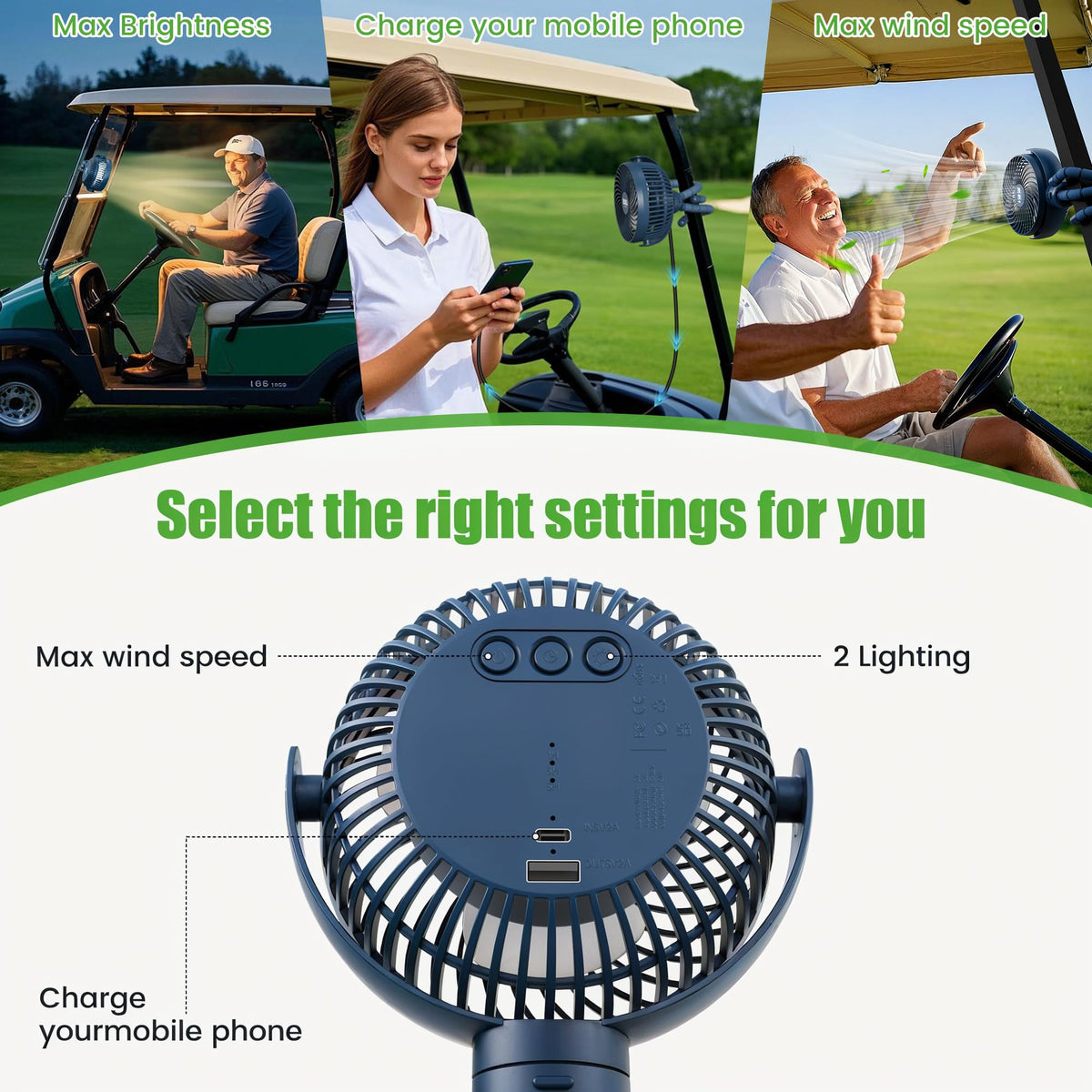 10L0L fan with 8000mAh battery for long outdoor use