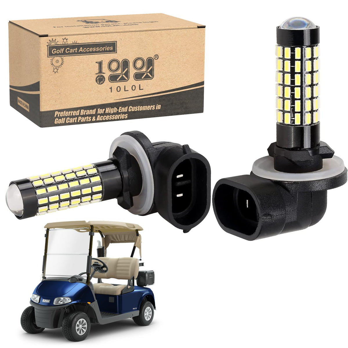 10L0L 881 headlight for EZGO with bright 4W output for clearer night driving