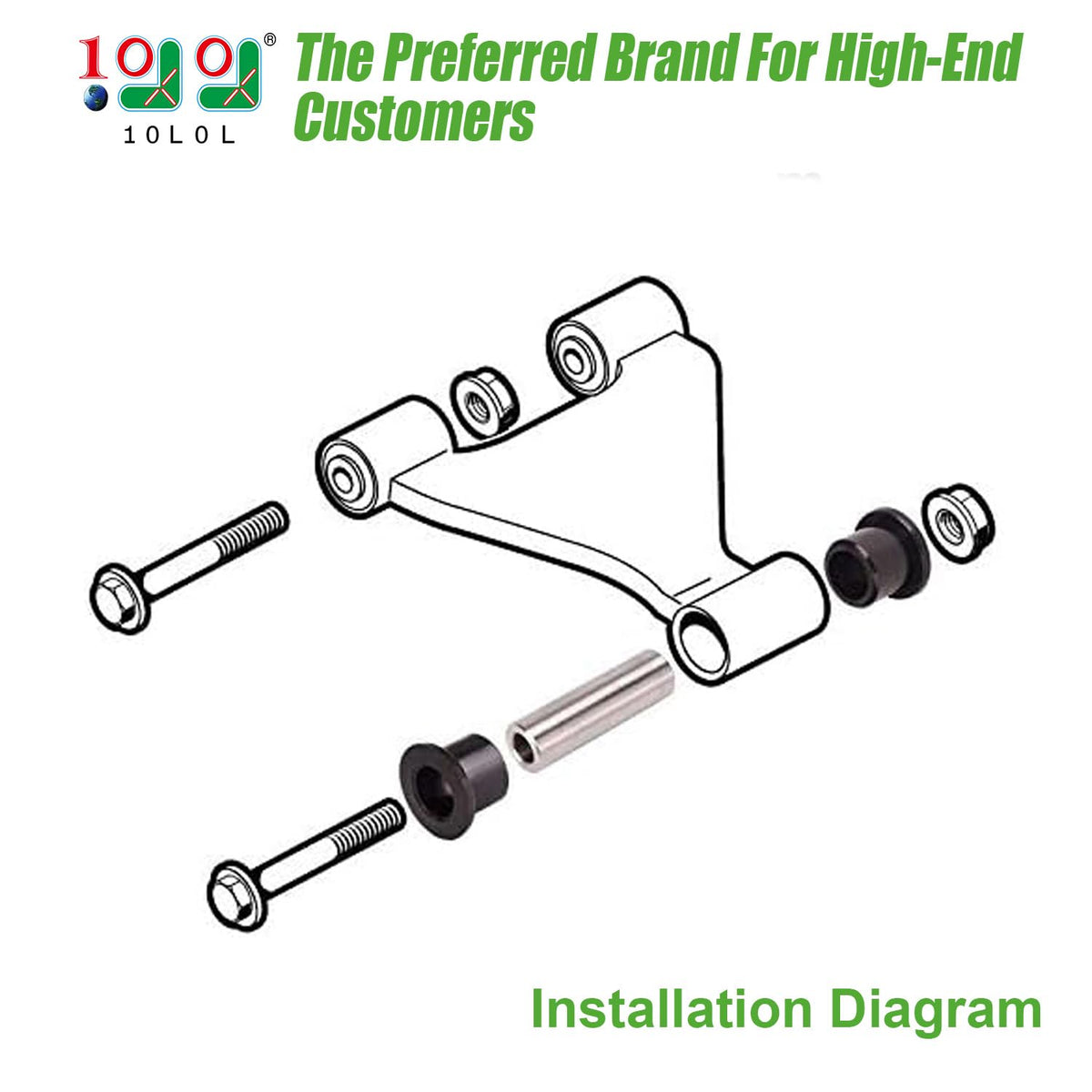 10L0L A-arm carrier tube bushings for EZGO RXV enhance steering stability