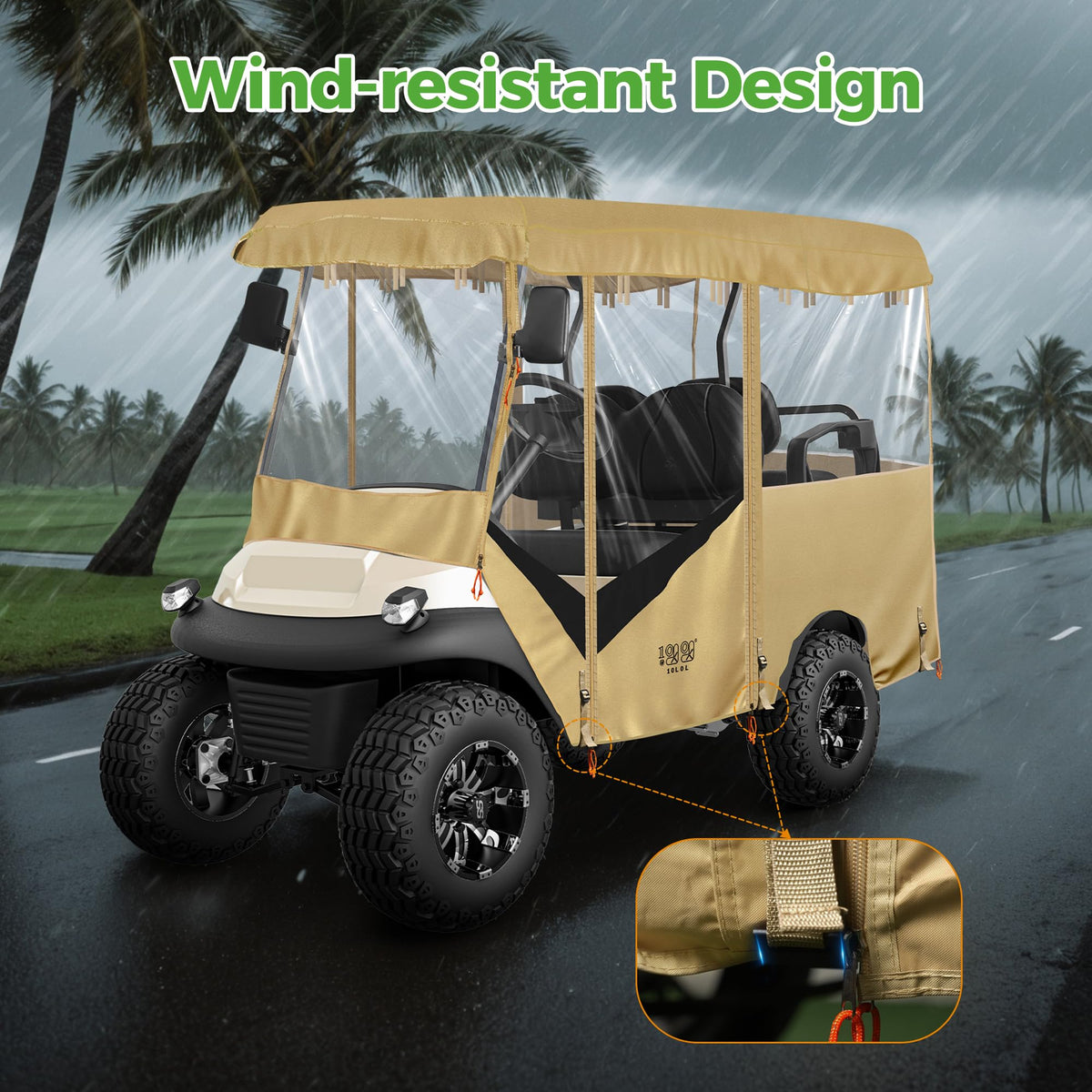 Adaptive roof curvature system on the 10L0L enclosure adjusts to common cart models