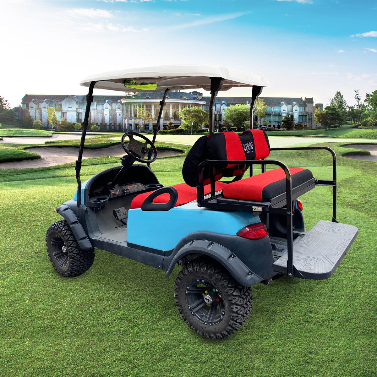 10L0L adjustment-straps ensure snug, wrinkle-free fit on golf cart seats.
