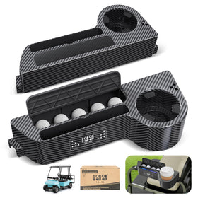 10L0L all-in-one golf cart armrest with cup holder viewed on cart for easy drinks access