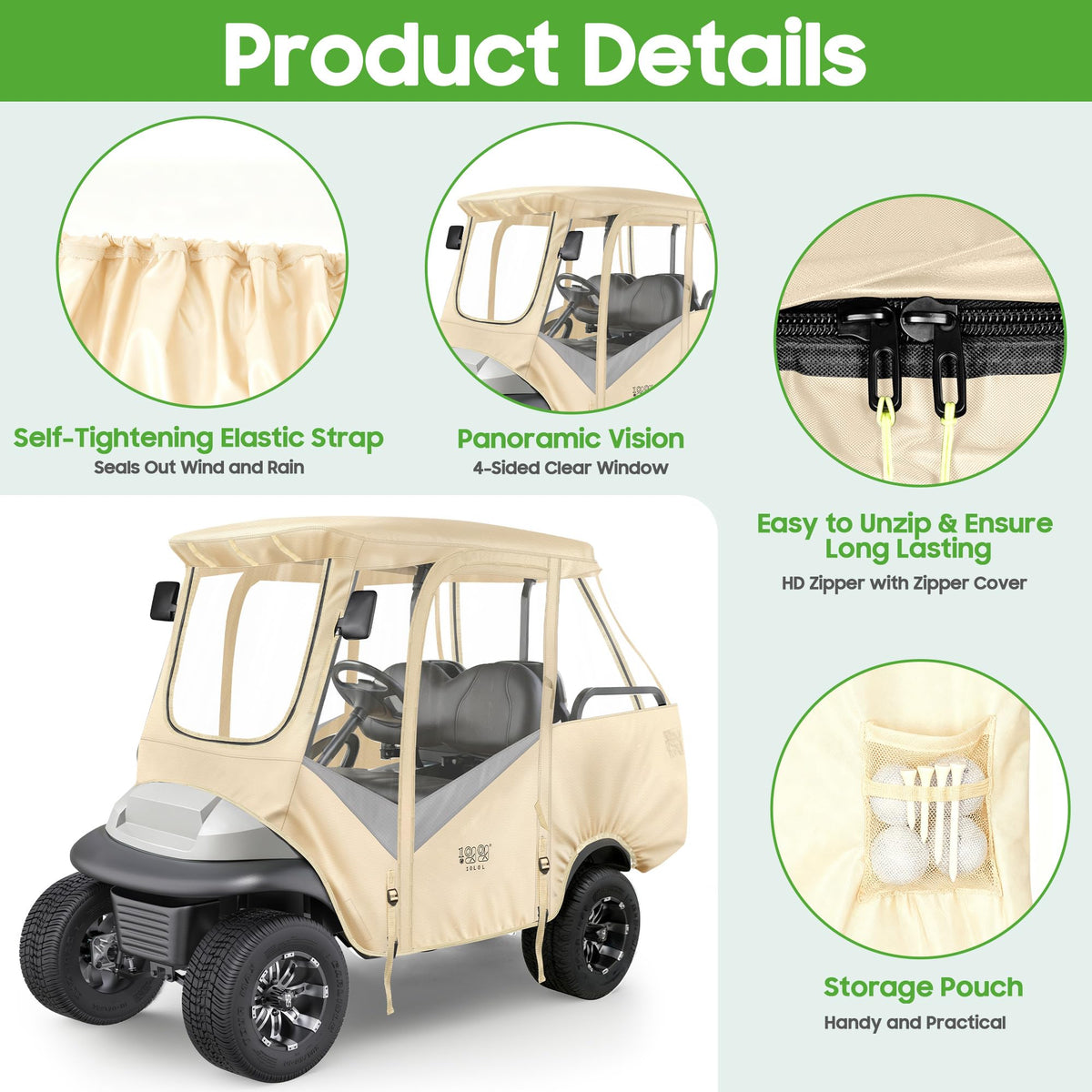 All-season weather protection for golf carts and campuses