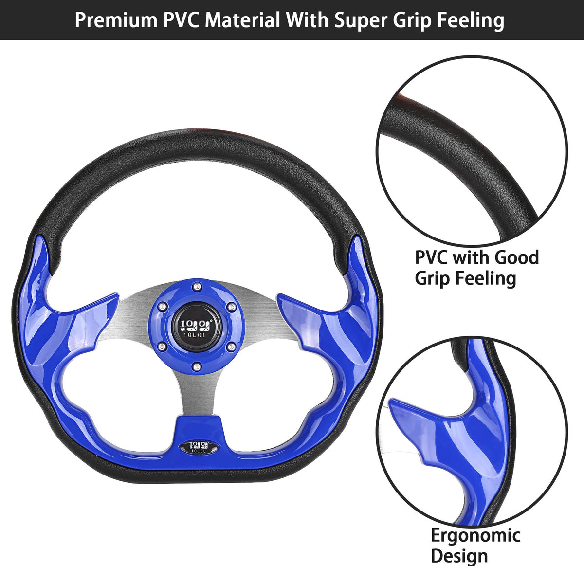 10L0L aluminum steering wheel resists rust for longer life.