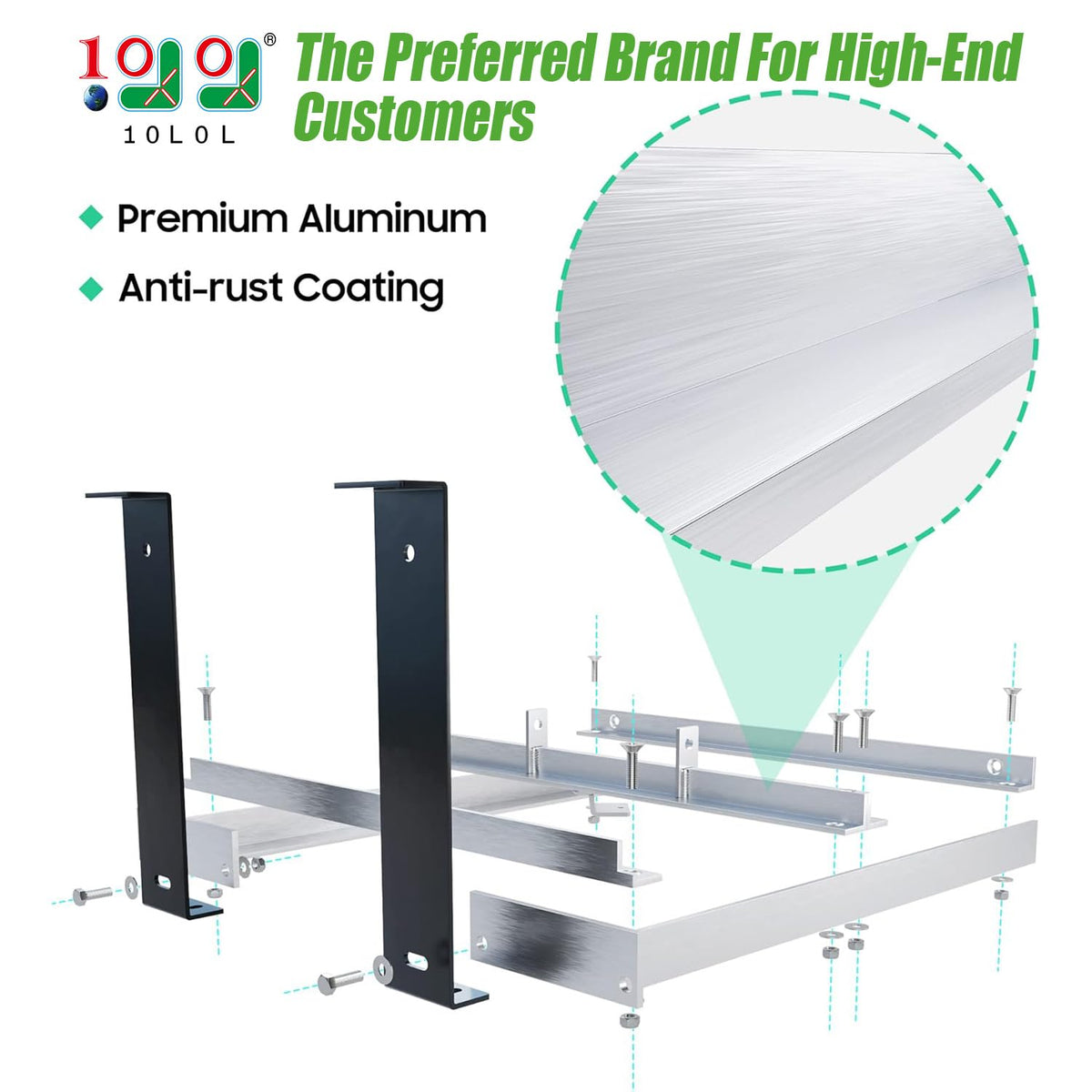 10L0L aluminum battery tray side view showing corrosion-resistant construction