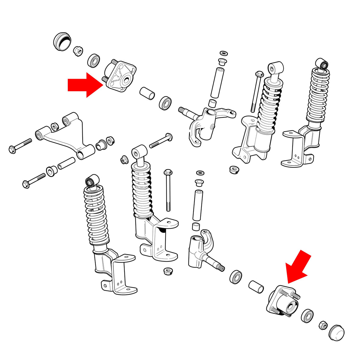 10L0L aluminum hub assembly with bearing races for EZGO carts