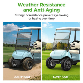 10L0L anti-UV windshield for Yamaha Drive 2 shields eyes from sun exposure.