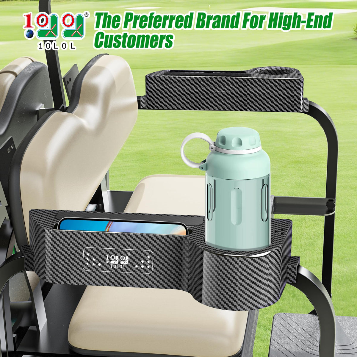 10L0L armrest built-in phone holder keeps device within reach during ride