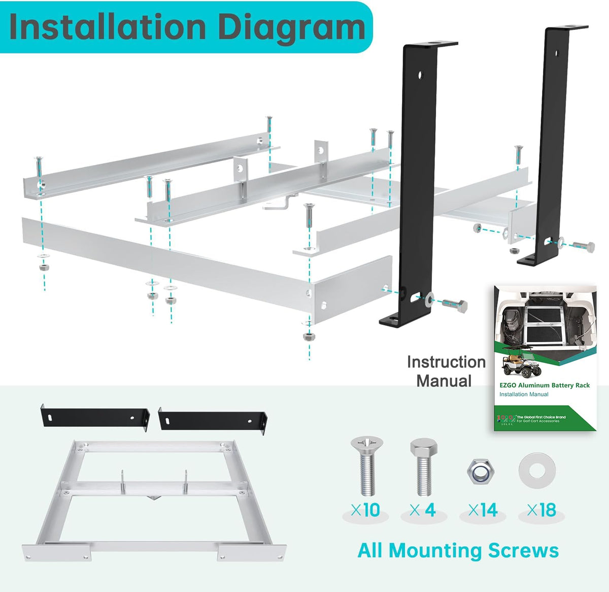 10L0L assembled tray installed in golf cart bay for easy access