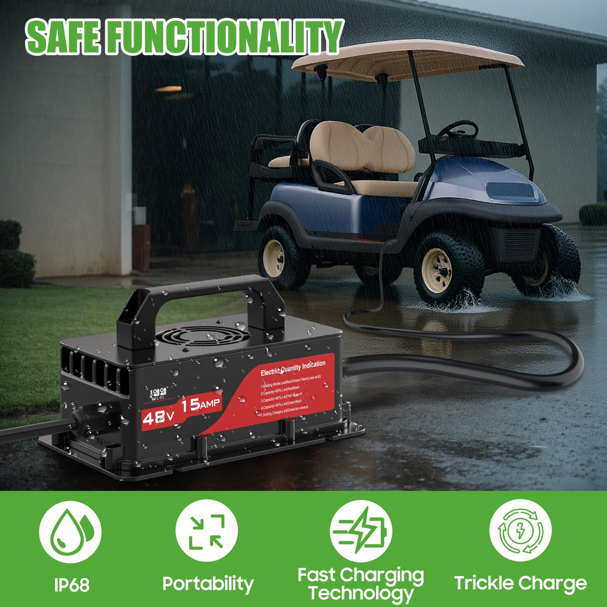 10L0L auto shut-off indicator promotes safe, hands-free charging