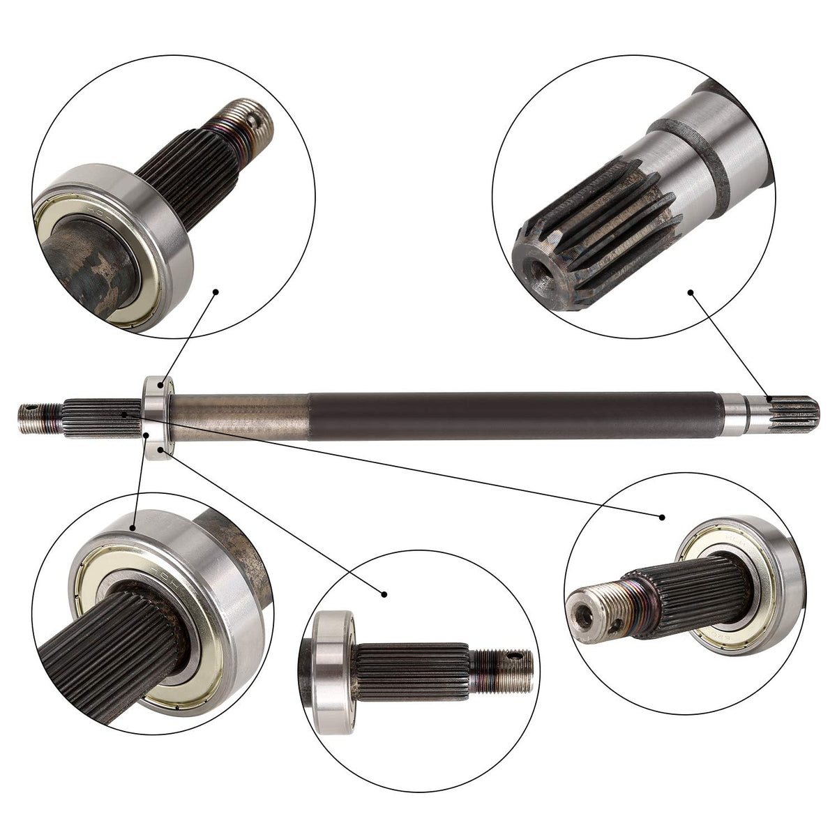 10L0L rear axle shaft with 30 outboard and 13 inboard splines.
