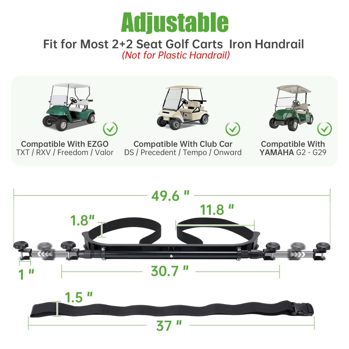 Paint-friendly soft tape on 10L0L bag holder protects cart finish