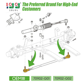 10L0L ball joint kit packaging for EZGO TXT 2001+ supports easy install.
