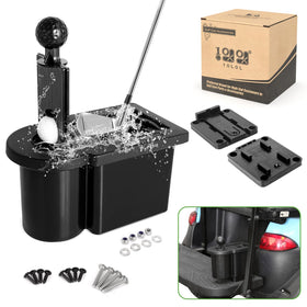 10L0L ball washer bracket removable installed on a golf cart for flexible cleaning.