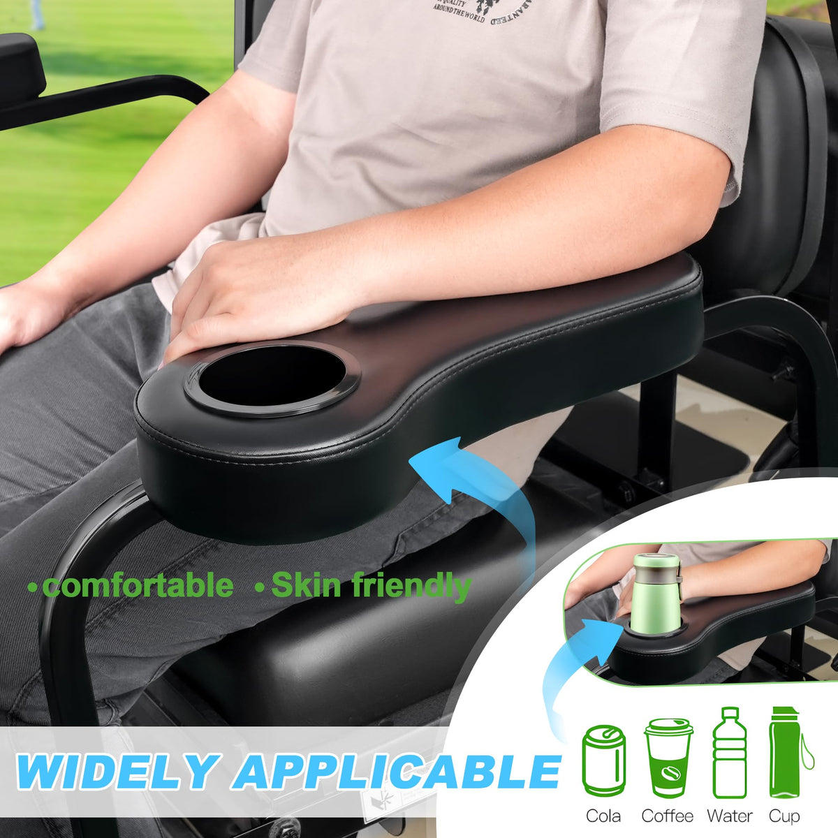 10L0L base plate design for sturdy golf cart arm rests.